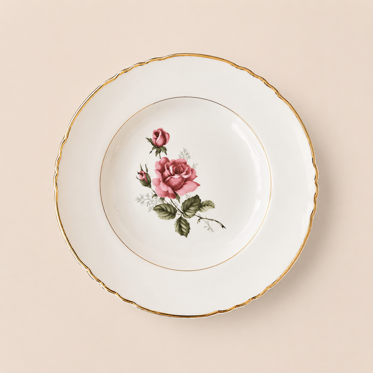 Assiette creuse "Rose sur tige"