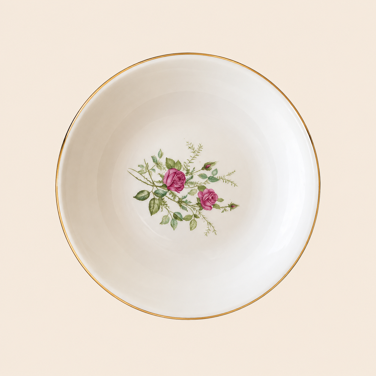 Assiette plate " 2 Roses sur tige"