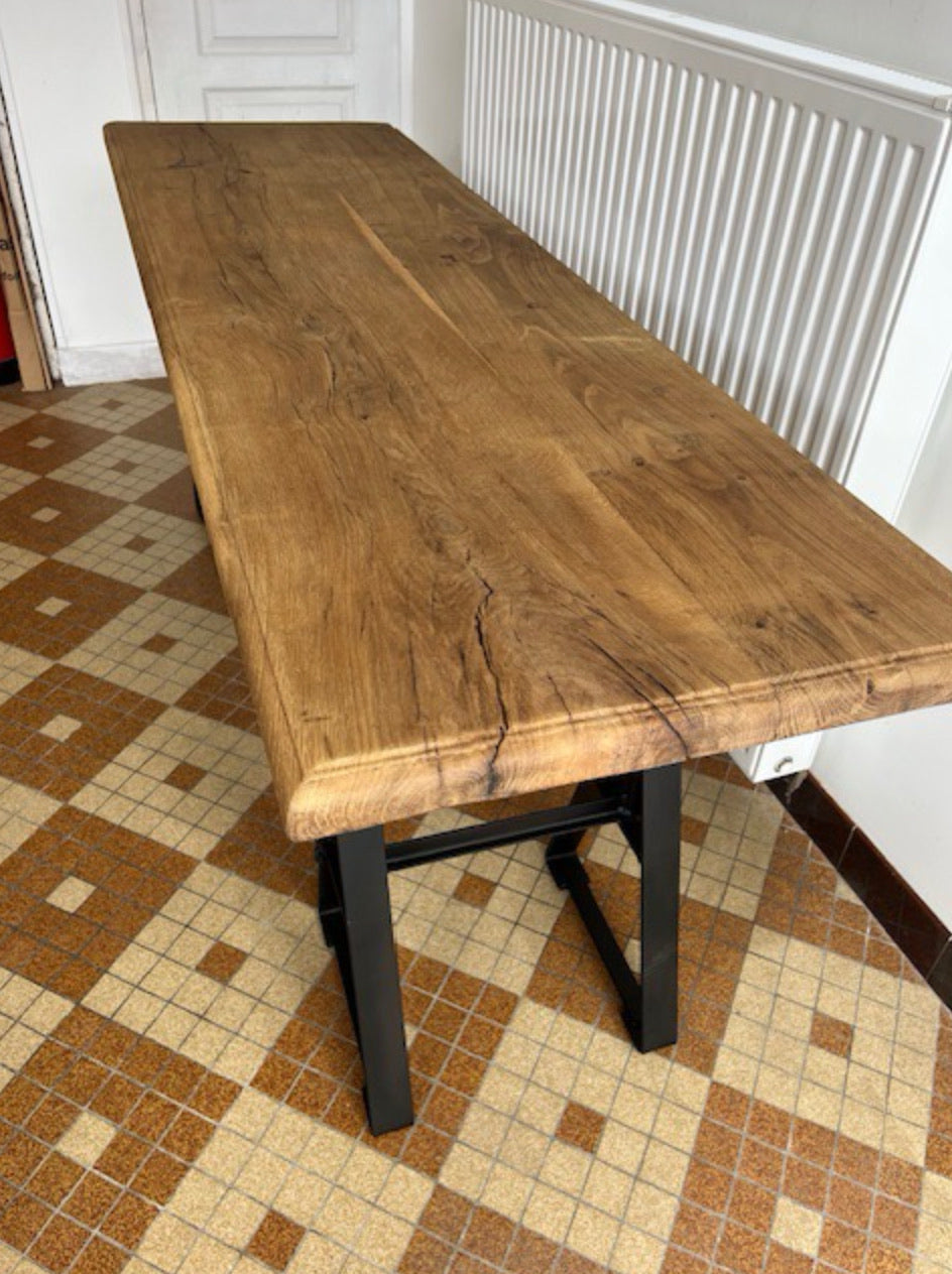 Console en bois pieds métal