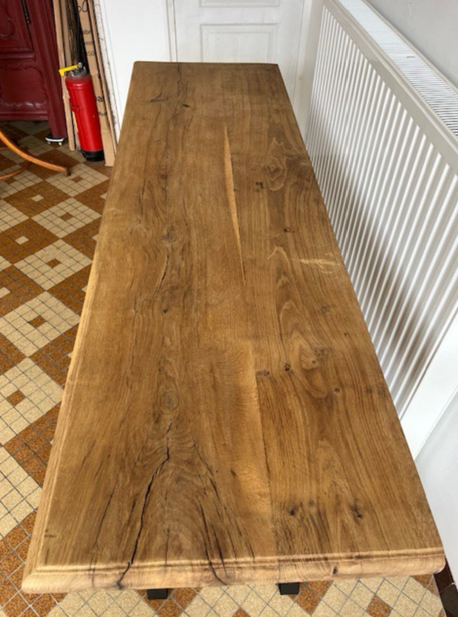 Console en bois pieds métal
