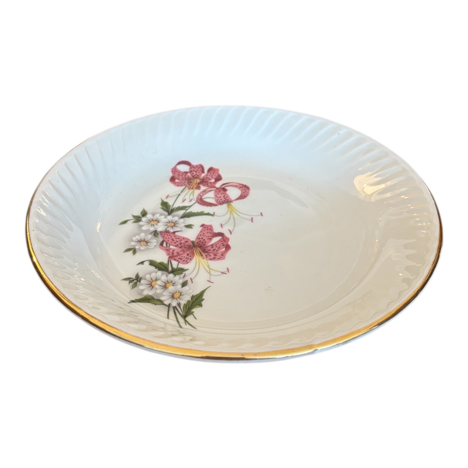 Assiette plate et creuse "noeud rose"