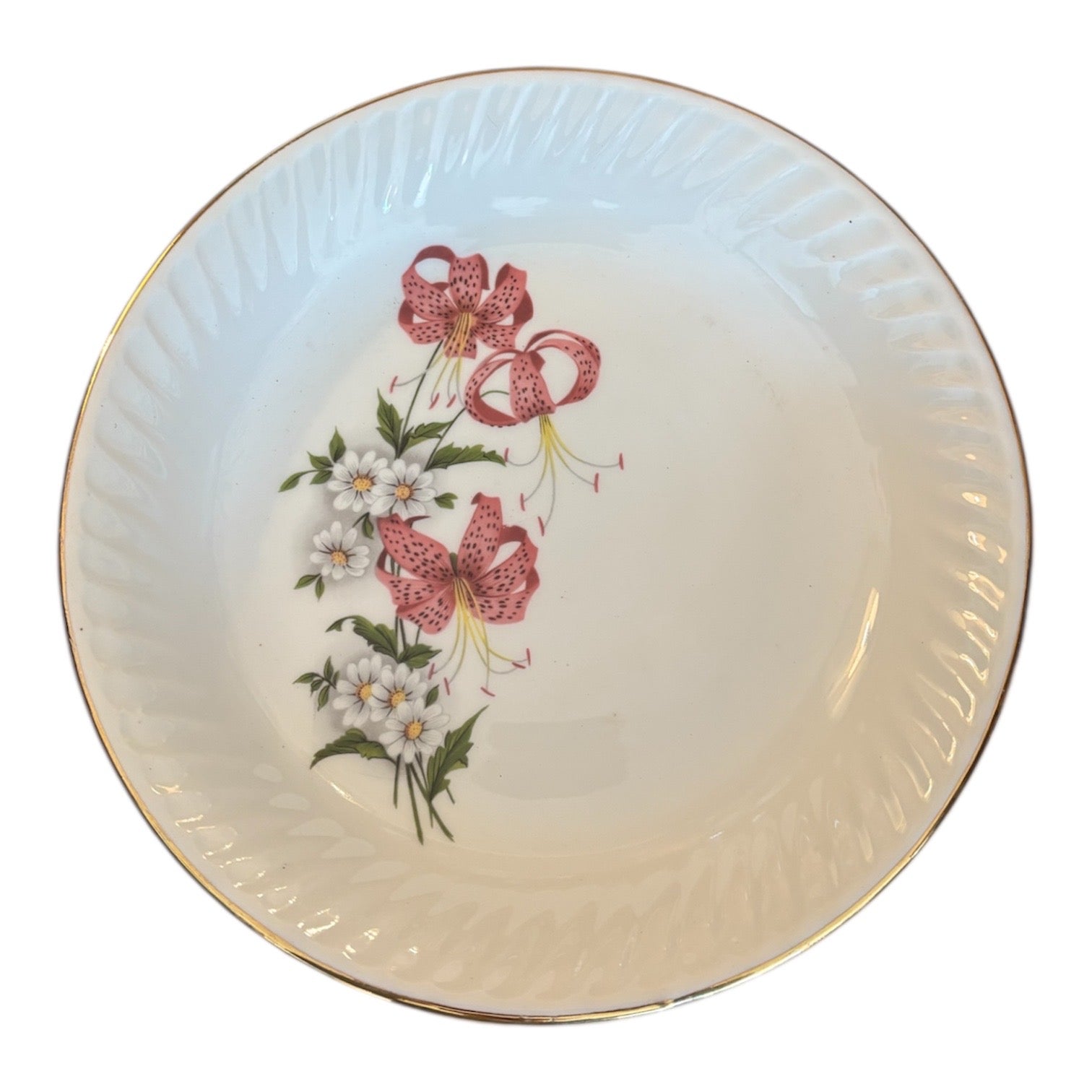 Assiette plate et creuse "noeud rose"