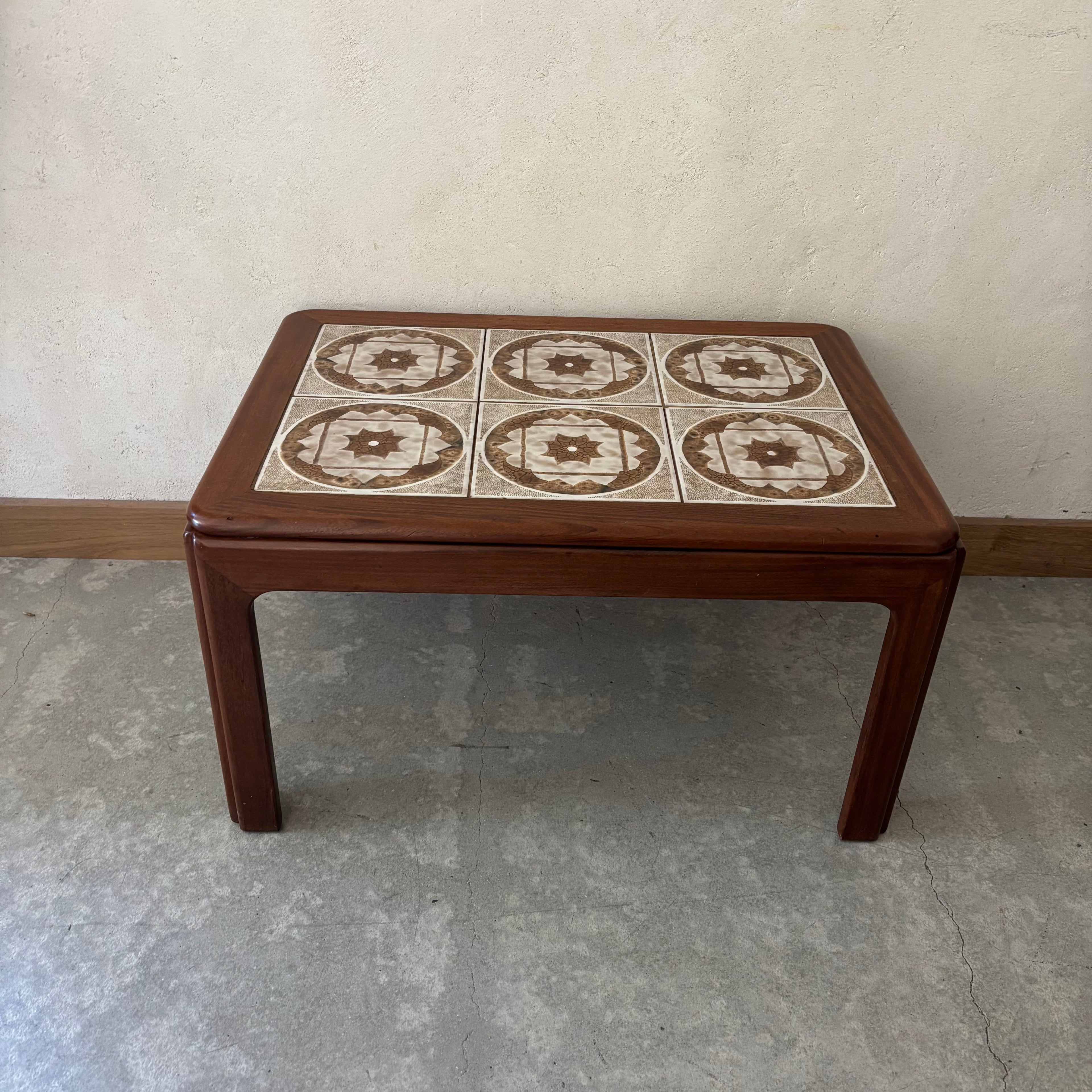 Table Basse en Teck et Carrelage