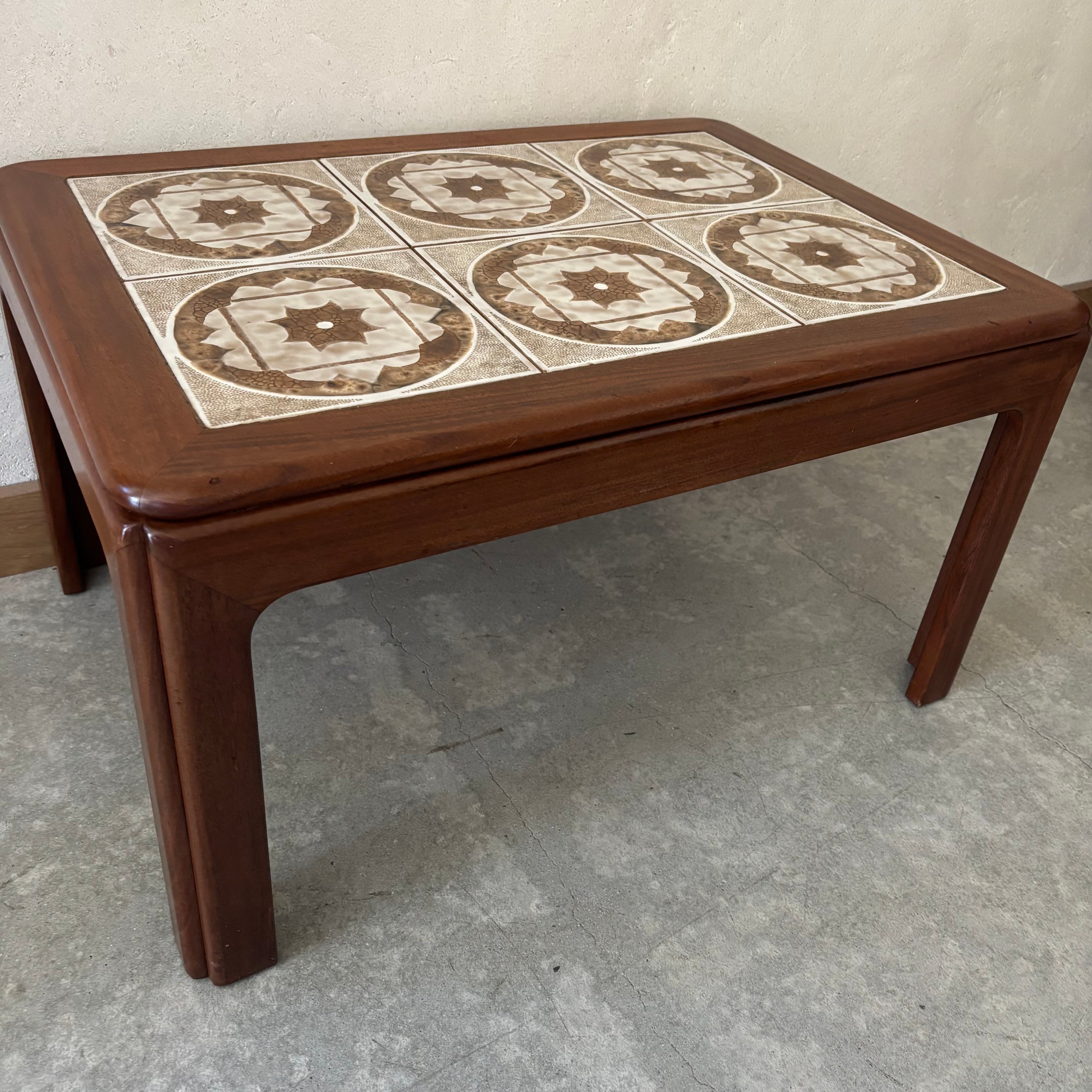 Table Basse en Teck et Carrelage