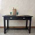 Table noire en bois 2 tiroirs